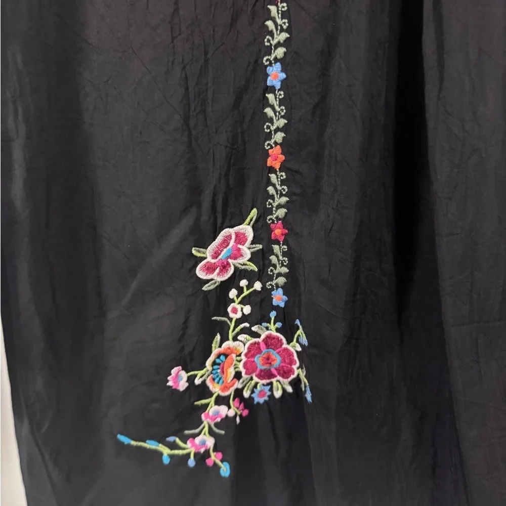 Johnny Was Black Mini Dress with Floral Embroidery - Picture 2 of 11